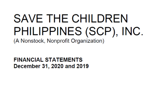 Save the Children Philippines Inc. Financial Statements 2019 and 2020